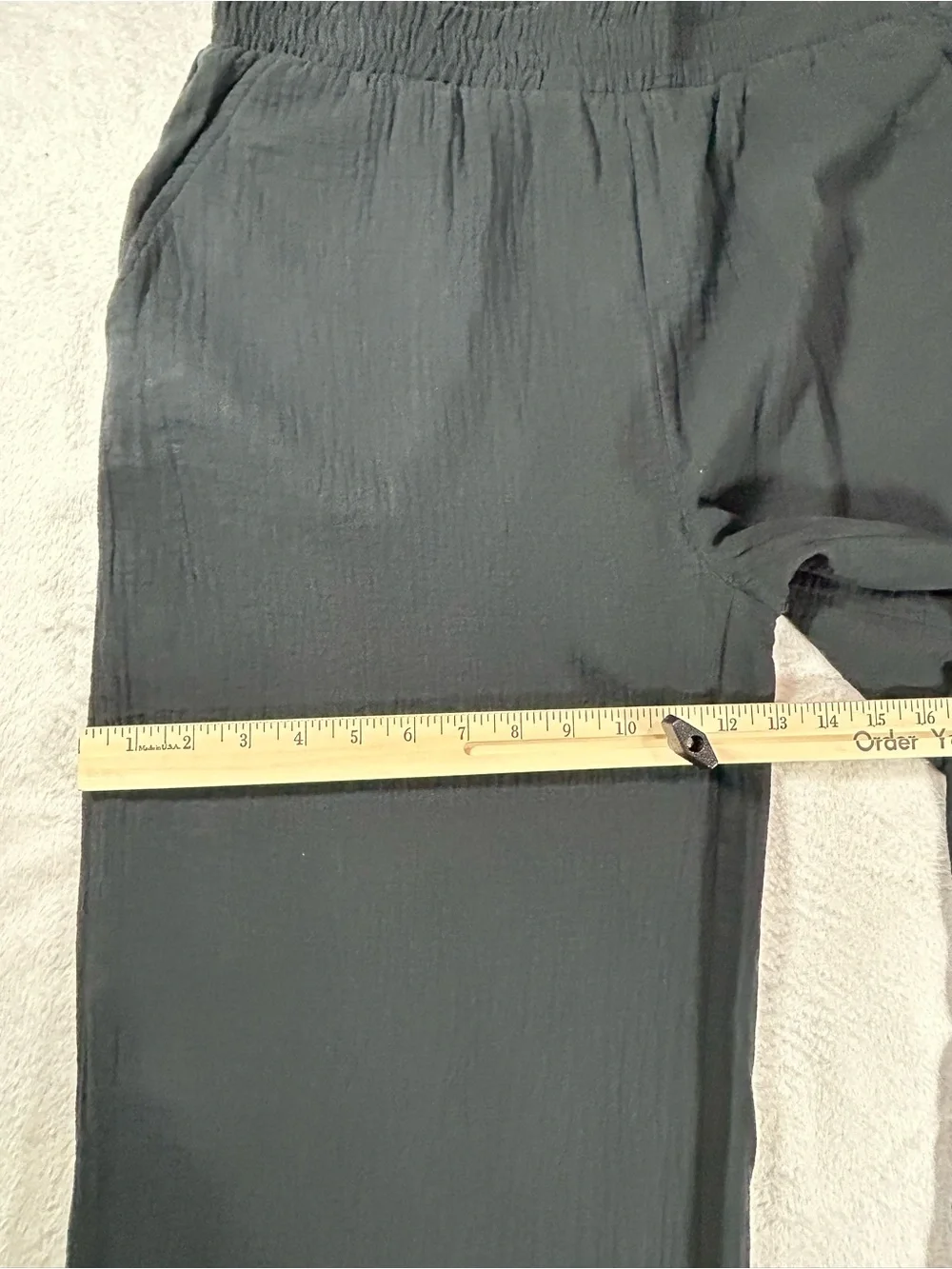Hurley Women's Pants Wide Leg Gauze Cotton Black Large Elastic Waist Resortwear